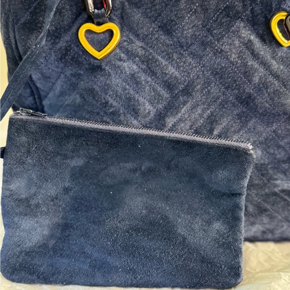 SEPCOEUR Paris Navy Blue Suede Moc-Tortoise Strap Shoulder Bag - Picture 2 of 12